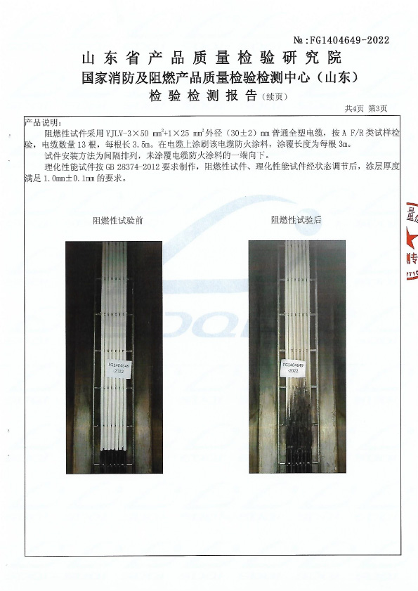 電纜防火涂料DL-G60型式試驗(yàn)報(bào)告